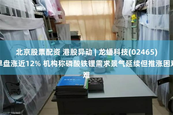 北京股票配资 港股异动 | 龙蟠科技(02465)早盘涨近12% 机构称磷酸铁锂需求景气延续但推涨困难