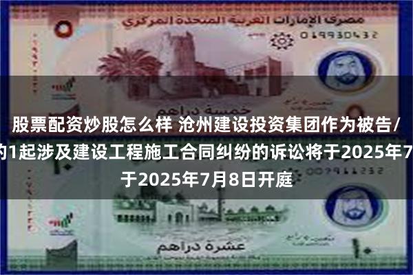 股票配资炒股怎么样 沧州建设投资集团作为被告/被上诉人的1起涉及建设工程施工合同纠纷的诉讼将于2025年7月8日开庭
