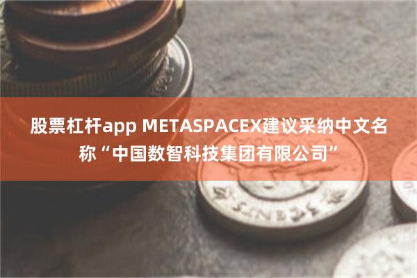 股票杠杆app METASPACEX建议采纳中文名称“中国数智科技集团有限公司”